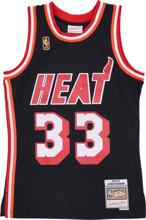MITCHELL-&amp;-NESS-Canotta-Basket-Uomo-Nba-Swingman-Jersey-Alonzo-Mourning-No-33-1996-97-Miahea-Road-Original-Team-Colors-da-uomo