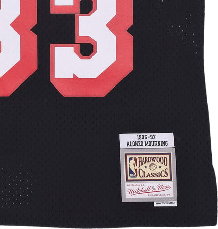 MITCHELL-&amp;-NESS-Canotta-Basket-Uomo-Nba-Swingman-Jersey-Alonzo-Mourning-No-33-1996-97-Miahea-Road-Original-Team-Colors-da-uomo