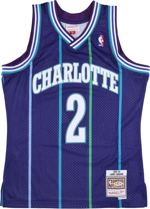 MITCHELL-&-NESS-Canotta-Basket-Uomo-Nba-Swingman-Jersey-Hardwood-Classics-No-2-Larry-Johnson-1994-95-Chahor-Original-Team-Colors-da-uomo