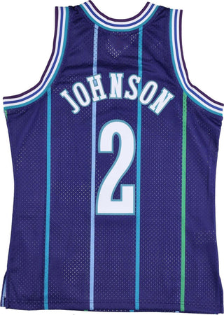 MITCHELL-&amp;-NESS-Canotta-Basket-Uomo-Nba-Swingman-Jersey-Hardwood-Classics-No-2-Larry-Johnson-1994-95-Chahor-Original-Team-Colors-da-uomo