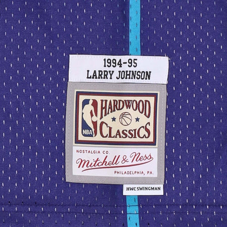 MITCHELL-&amp;-NESS-Canotta-Basket-Uomo-Nba-Swingman-Jersey-Hardwood-Classics-No-2-Larry-Johnson-1994-95-Chahor-Original-Team-Colors-da-uomo