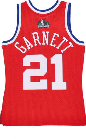 MITCHELL-&amp;-NESS-Canotta-Basket-Uomo-Nba-Swingman-Jersey-Hardwood-Classics-No-21-Kevin-Garnett-Team-West-Red-da-uomo