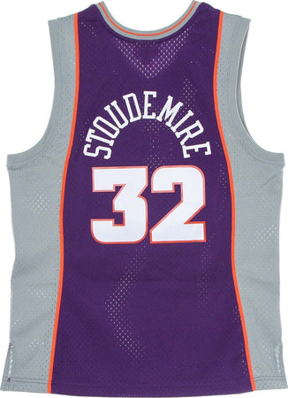 MITCHELL-&amp;-NESS-Canotta-Basket-Uomo-Nba-Swingman-Jersey-Hardwood-Classics-No-32-Amar'e-Stoudemire-2002-03-Phosun-Purple/original-Team-Colors-da-uomo