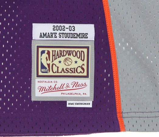 MITCHELL-&amp;-NESS-Canotta-Basket-Uomo-Nba-Swingman-Jersey-Hardwood-Classics-No-32-Amar'e-Stoudemire-2002-03-Phosun-Purple/original-Team-Colors-da-uomo