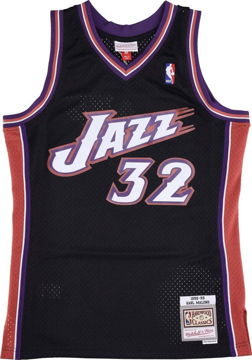 MITCHELL-&-NESS-Canotta-Basket-Uomo-Nba-Swingman-Jersey-Hardwood-Classics-No-32-Karl-Malone-1998-99-Utajaz-Original-Team-Colors-da-uomo