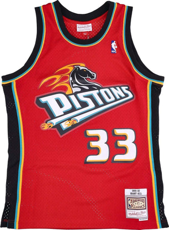 MITCHELL-&amp;-NESS-Canotta-Basket-Uomo-Nba-Swingman-Jersey-Hardwood-Classics-No-33-Grant-Hill-1999-00-Detpis-Original-Team-Colors-da-uomo