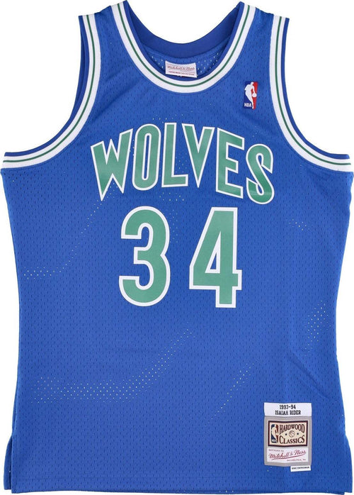 MITCHELL-&-NESS-Canotta-Basket-Uomo-Nba-Swingman-Jersey-Hardwood-Classics-No-34-Isaiah-Rider-Jr-1993-94-Mintim-Blue-da-uomo