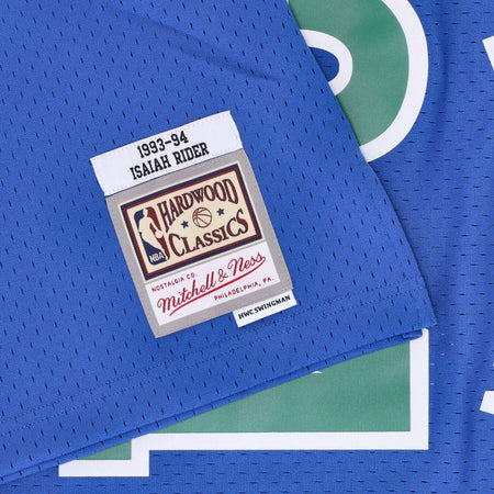 MITCHELL-&amp;-NESS-Canotta-Basket-Uomo-Nba-Swingman-Jersey-Hardwood-Classics-No-34-Isaiah-Rider-Jr-1993-94-Mintim-Blue-da-uomo