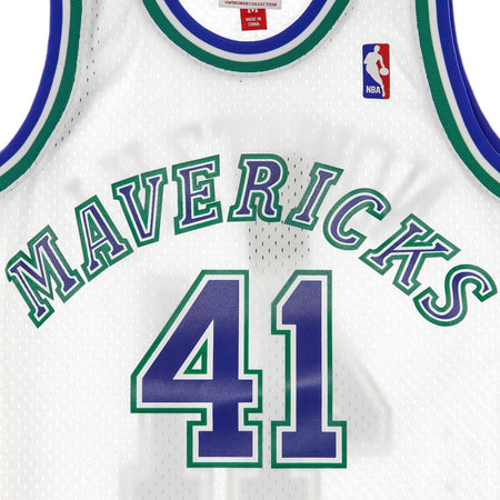 MITCHELL-&amp;-NESS-Canotta-Basket-Uomo-Nba-Swingman-Jersey-Hardwood-Classics-No-41-Dirk-Nowitzki-1998-99-Dalmav-Home-Original-Team-Colors-da-uomo