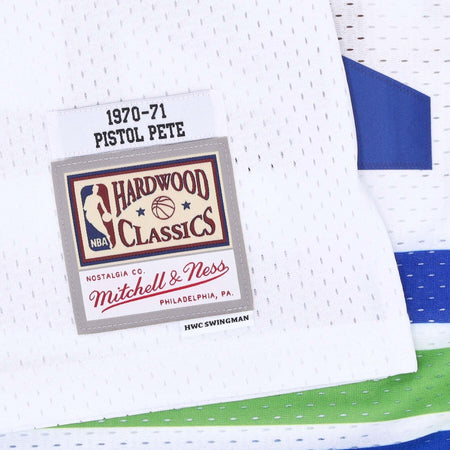 MITCHELL-&amp;-NESS-Canotta-Basket-Uomo-Nba-Swingman-Jersey-Hardwood-Classics-No-44-Pete-Maravich-1970-71-Atlhaw-White-da-uomo