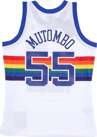 MITCHELL-&amp;-NESS-Canotta-Basket-Uomo-Nba-Swingman-Jersey-Hardwood-Classics-No-55-Dikembe-Mutombo-1991-92-Dennug-Original-Team-Colors-da-uomo