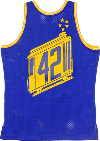 MITCHELL-&amp;-NESS-Canotta-Basket-Uomo-Nba-Swingman-Jersey-Hardwood-Classics-No.42-Nate-Thurmond-1966-67-Safwar-Road-Original-Team-Colors-da-uomo