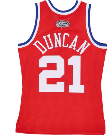 MITCHELL-&amp;-NESS-Canotta-Basket-Uomo-Nba-Swingman-Jersey-No-21-Tim-Duncan-Team-West-Red-da-uomo