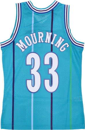 MITCHELL-&amp;-NESS-Canotta-Basket-Uomo-Nba-Swingman-Jersey-No-33-Alonzo-Mourning-Chahor-Original-Team-Colors-da-uomo