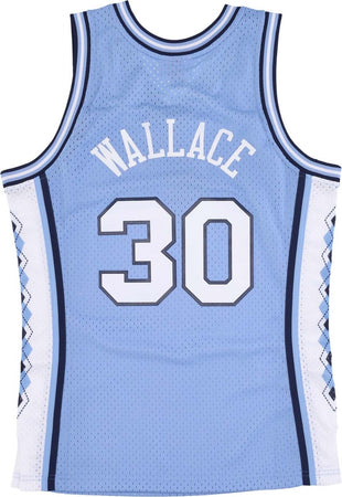 MITCHELL-&amp;-NESS-Canotta-Basket-Uomo-Ncaa-Swingman-Jersey-No-30-Rasheed-Wallace-Unchee-Light-Blue-da-uomo