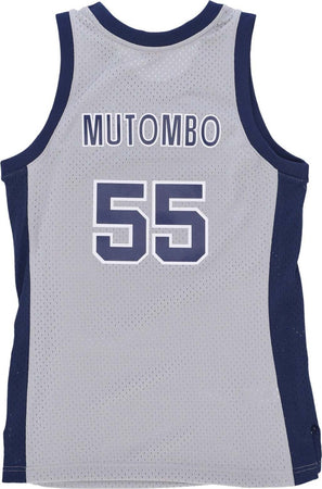 MITCHELL-&amp;-NESS-Canotta-Basket-Uomo-Ncaa-Swingman-Jersey-No-55-Dikembe-Mutombo-Geohoy-Chrome-da-uomo