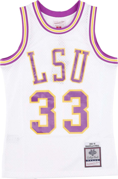 MITCHELL-&-NESS-Canotta-Basket-Uomo-Ncaa-White-Jersey-1990-No-33-Shaquille-O'neal-Loutig-White-da-uomo