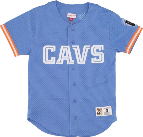 MITCHELL-&-NESS-Casacca-Bottoni-Uomo-Nba-On-the-Clock-Mesh-Button-Front-Clecav-Light-Blue-da-uomo