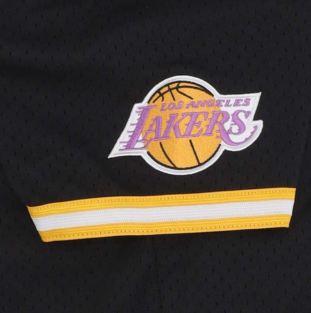 MITCHELL-&amp;-NESS-Casacca-Bottoni-Uomo-Nba-On-the-Clock-Mesh-Button-Front-Loslak-Black-da-uomo