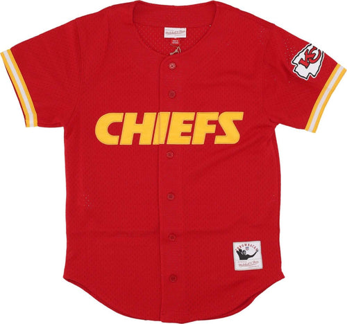 MITCHELL-&-NESS-Casacca-Bottoni-Uomo-Nfl-On-the-Clock-Mesh-Button-Front-Kanchi-Scarlet-da-uomo
