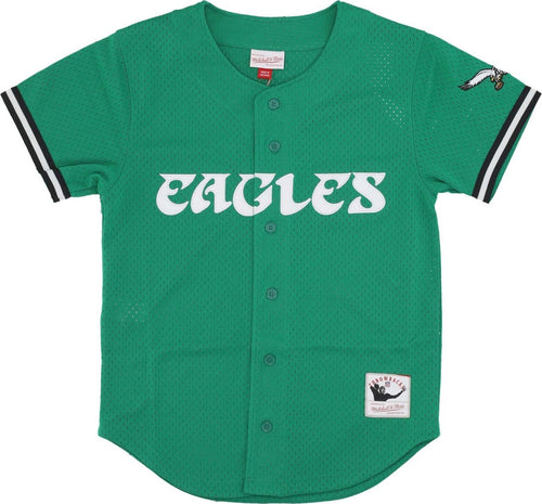 MITCHELL-&-NESS-Casacca-Bottoni-Uomo-Nfl-On-the-Clock-Mesh-Button-Front-Phieag-Kelly-Green-da-uomo