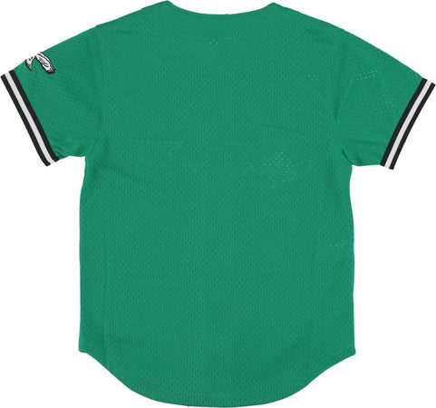 MITCHELL-&amp;-NESS-Casacca-Bottoni-Uomo-Nfl-On-the-Clock-Mesh-Button-Front-Phieag-Kelly-Green-da-uomo