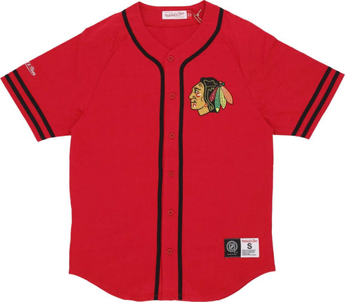 MITCHELL-&-NESS-Casacca-Bottoni-Uomo-Nhl-Fashion-Cotton-Button-Front-Current-Logo-Chibla-Original-Team-Colors-da-uomo