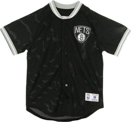 MITCHELL-&-NESS-Casacca-Bottoni-Uomo-Seasoned-Pro-Mesh-Button-Front-Bronet-Nero-da-uomo