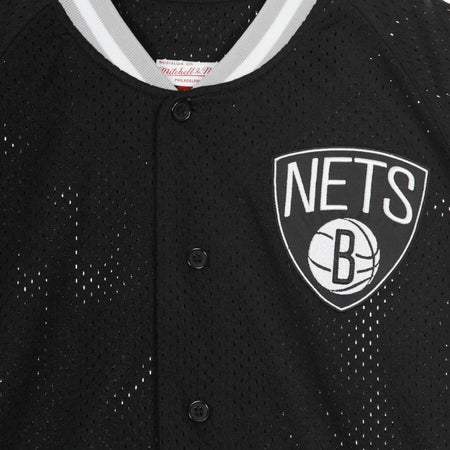 MITCHELL-&amp;-NESS-Casacca-Bottoni-Uomo-Seasoned-Pro-Mesh-Button-Front-Bronet-Nero-da-uomo