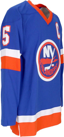 MITCHELL-&amp;-NESS-Casacca-Hockey-Uomo-Nhl-Dark-Jersey-1982-No-5-Potvin-Neyisl-Blue-da-uomo