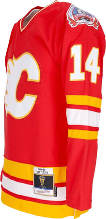 MITCHELL-&amp;-NESS-Casacca-Hockey-Uomo-Nhl-Dark-Jersey-1988-No-14-Fleury-Calfla-Red-da-uomo