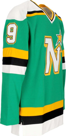 MITCHELL-&amp;-NESS-Casacca-Hockey-Uomo-Nhl-Dark-Jersey-1989-No-9-Modano-Minsta-Green-da-uomo