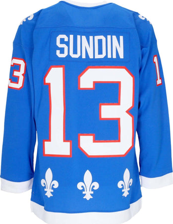 MITCHELL-&amp;-NESS-Casacca-Hockey-Uomo-Nhl-Dark-Jersey-1992-No-13-Sundin-Quenor-Blue-da-uomo