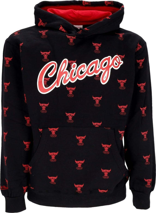 MITCHELL-&-NESS-Felpa-Cappuccio-Uomo-Nba-Aop-Fleece-Hoodie-Chibul-Black-da-uomo