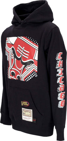 MITCHELL-&amp;-NESS-Felpa-Cappuccio-Uomo-Nba-Big-Face-7.0-Hoodie-Chibul-Black-da-uomo