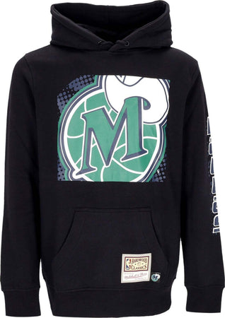 MITCHELL-&amp;-NESS-Felpa-Cappuccio-Uomo-Nba-Big-Face-7.0-Hoodie-Dalmav-Black-da-uomo