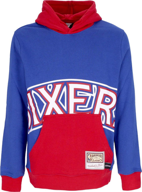 MITCHELL-&-NESS-Felpa-Cappuccio-Uomo-Nba-Big-Face-Hoodie-5.0-Hardwood-Classics-Phi76e-Blue-da-uomo