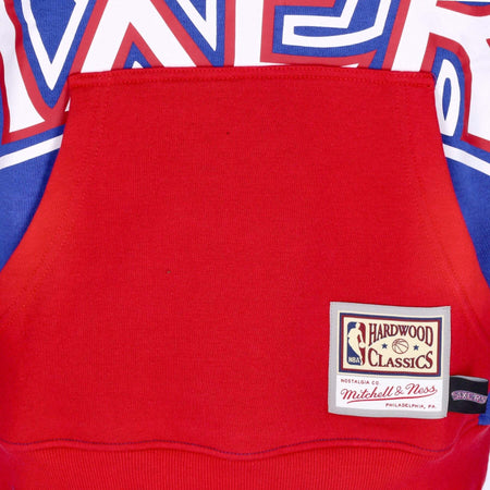 MITCHELL-&amp;-NESS-Felpa-Cappuccio-Uomo-Nba-Big-Face-Hoodie-5.0-Hardwood-Classics-Phi76e-Blue-da-uomo