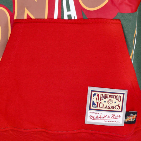 MITCHELL-&amp;-NESS-Felpa-Cappuccio-Uomo-Nba-Big-Face-Hoodie-5.0-Hardwood-Classics-Seasup-Green-da-uomo