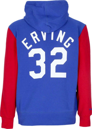 MITCHELL-&amp;-NESS-Felpa-Cappuccio-Uomo-Nba-Fashion-Fleece-Hoodie-1974-No-32-Julius-Erving-Hardwood-Classics-Neynet-Original-Team-Colors-da-uomo