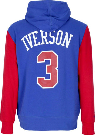 MITCHELL-&amp;-NESS-Felpa-Cappuccio-Uomo-Nba-Fashion-Fleece-Hoodie-1996-No-3-Allen-Iverson-Hardwood-Classics-Phi76e-Original-Team-Colors-da-uomo