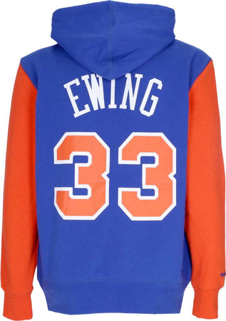 MITCHELL-&amp;-NESS-Felpa-Cappuccio-Uomo-Nba-Fashion-Fleece-Hoodie-1996-No-33-Patrick-Ewing-Hardwood-Classics-Neykni-Original-Team-Colors-da-uomo