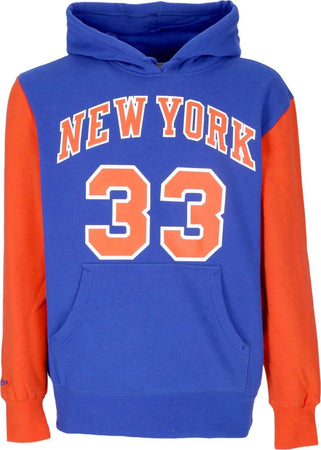 MITCHELL-&amp;-NESS-Felpa-Cappuccio-Uomo-Nba-Fashion-Fleece-Hoodie-1996-No-33-Patrick-Ewing-Hardwood-Classics-Neykni-Original-Team-Colors-da-uomo