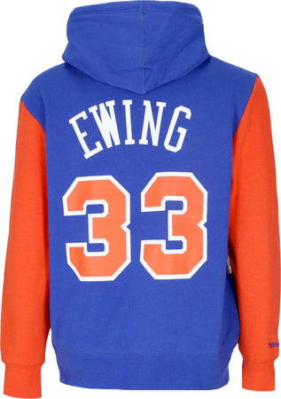 MITCHELL-&amp;-NESS-Felpa-Cappuccio-Uomo-Nba-Fashion-Fleece-Hoodie-1996-No-33-Patrick-Ewing-Hardwood-Classics-Neykni-Original-Team-Colors-da-uomo