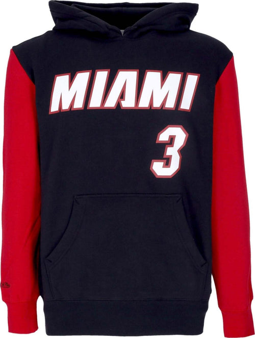 MITCHELL-&-NESS-Felpa-Cappuccio-Uomo-Nba-Fashion-Fleece-Hoodie-2006-No-3-Dwyane-Wade-Hardwood-Classics-Miahea-Original-Team-Colors-da-uomo