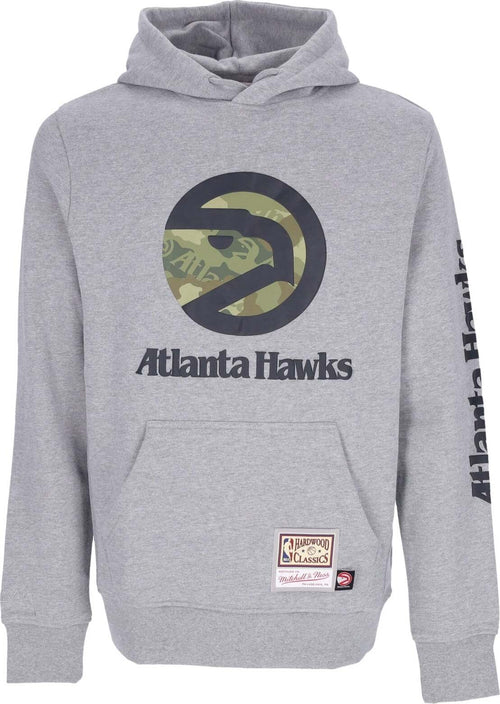 MITCHELL-&-NESS-Felpa-Cappuccio-Uomo-Nba-Ghost-Green-Camo-Hoodie-Hardwood-Classics-Atlhaw-Grey-Heather-da-uomo