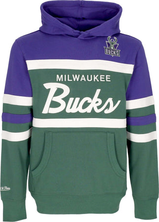 MITCHELL-&amp;-NESS-Felpa-Cappuccio-Uomo-Nba-Head-Coach-Hoodie-Milbuc-Original-Team-Colors-da-uomo