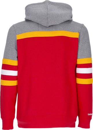 MITCHELL-&amp;-NESS-Felpa-Cappuccio-Uomo-Nba-Headcoach-Hoodie-Atlhaw-Scarlet-da-uomo
