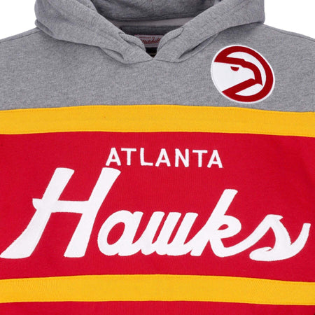MITCHELL-&amp;-NESS-Felpa-Cappuccio-Uomo-Nba-Headcoach-Hoodie-Atlhaw-Scarlet-da-uomo