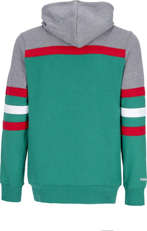 MITCHELL-&amp;-NESS-Felpa-Cappuccio-Uomo-Nba-Headcoach-Hoodie-Hardwood-Classics-Milbuc-Dark-Green-da-uomo